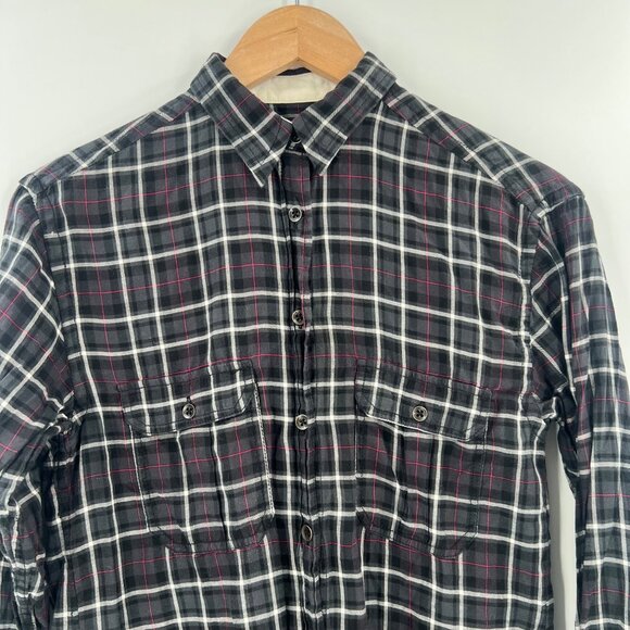 Rag & Bone XS Black Plaid Button Down Tunic Shirt Long Sleeve Layering Designer - Picture 4 of 9
